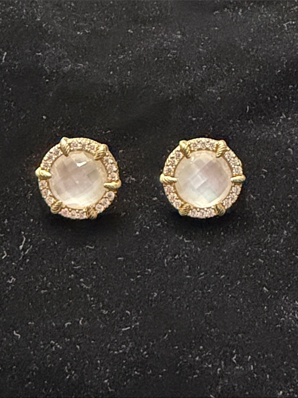 Judith Ripka mother-of-pearl Gold Halo Stud Earrings